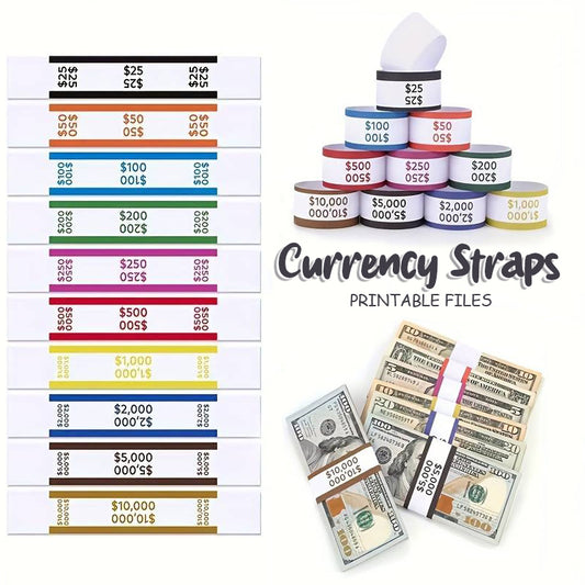 Money Bands for Cash - Currency Straps - 10 colors - Digital Download