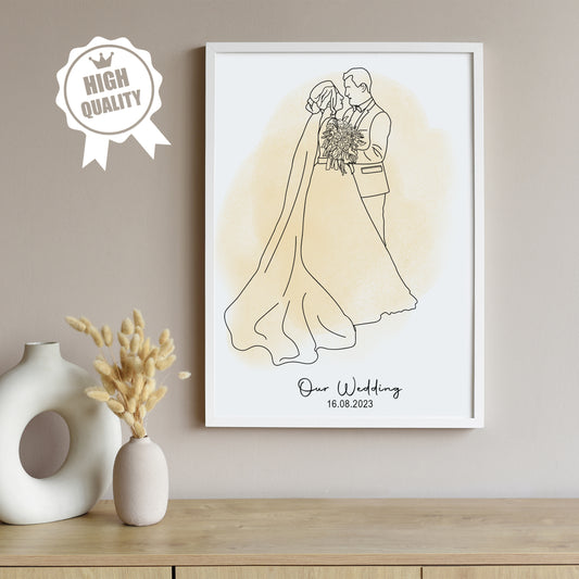 Wedding Line Art Drawing - Digital Delivery