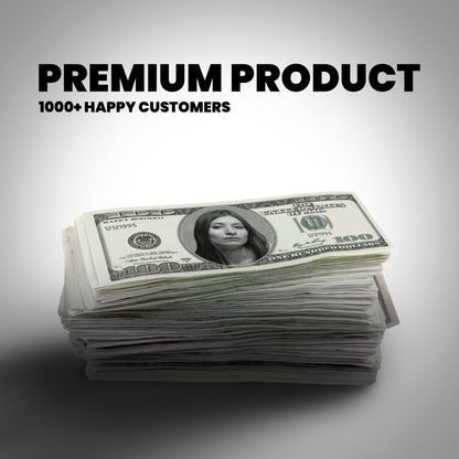 Custom old-style $100 bill featuring your image and text, designed for vintage-themed events and historical reenactments