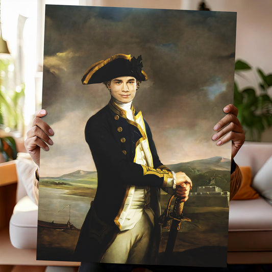 Custom portrait of a man as a military commander in historical Renaissance uniform