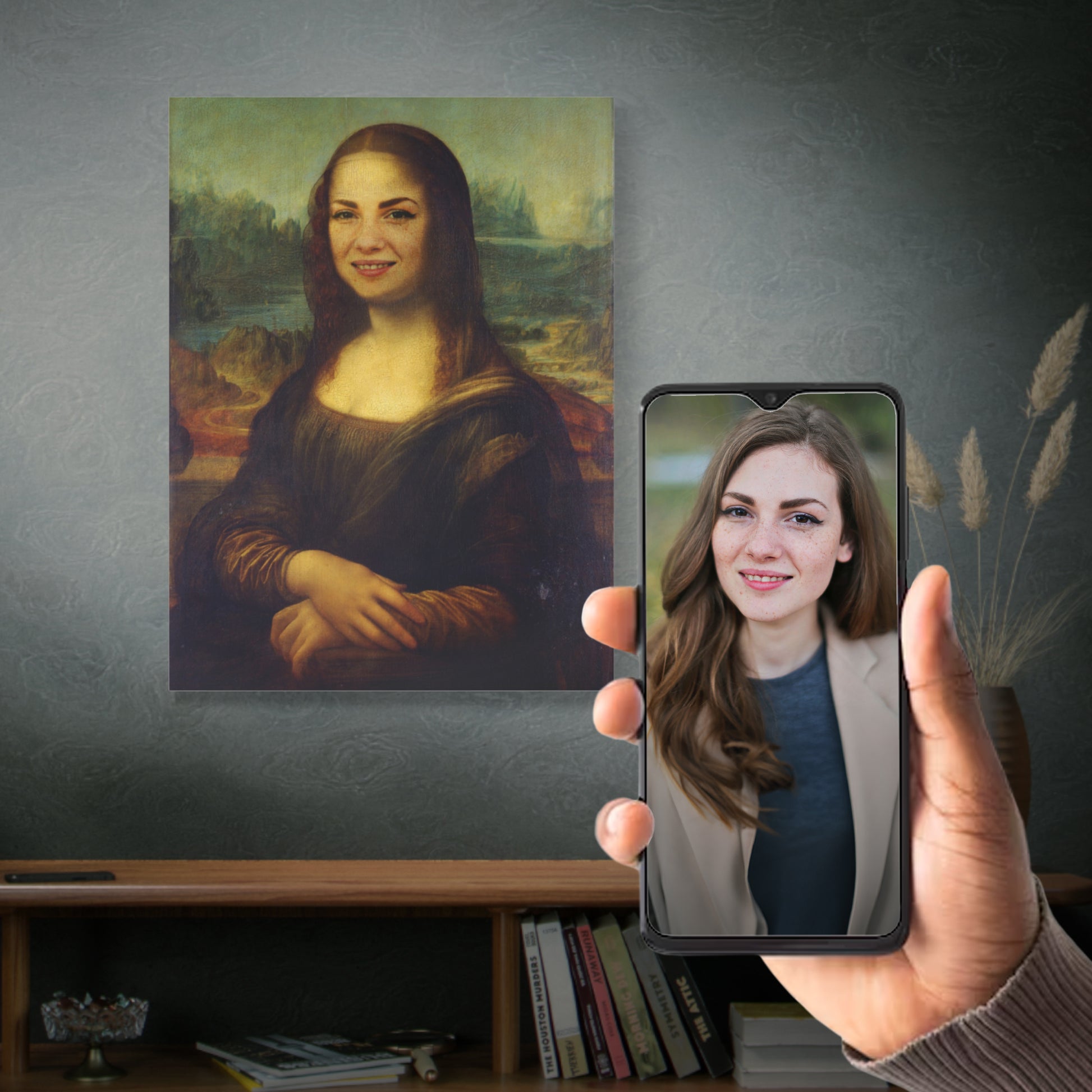 Looking for a one-of-a-kind gift? Transform yourself or a loved one into Mona Lisa with our custom Renaissance portrait service. Perfect for personalized gifts, wedding favors, and memorable decor.