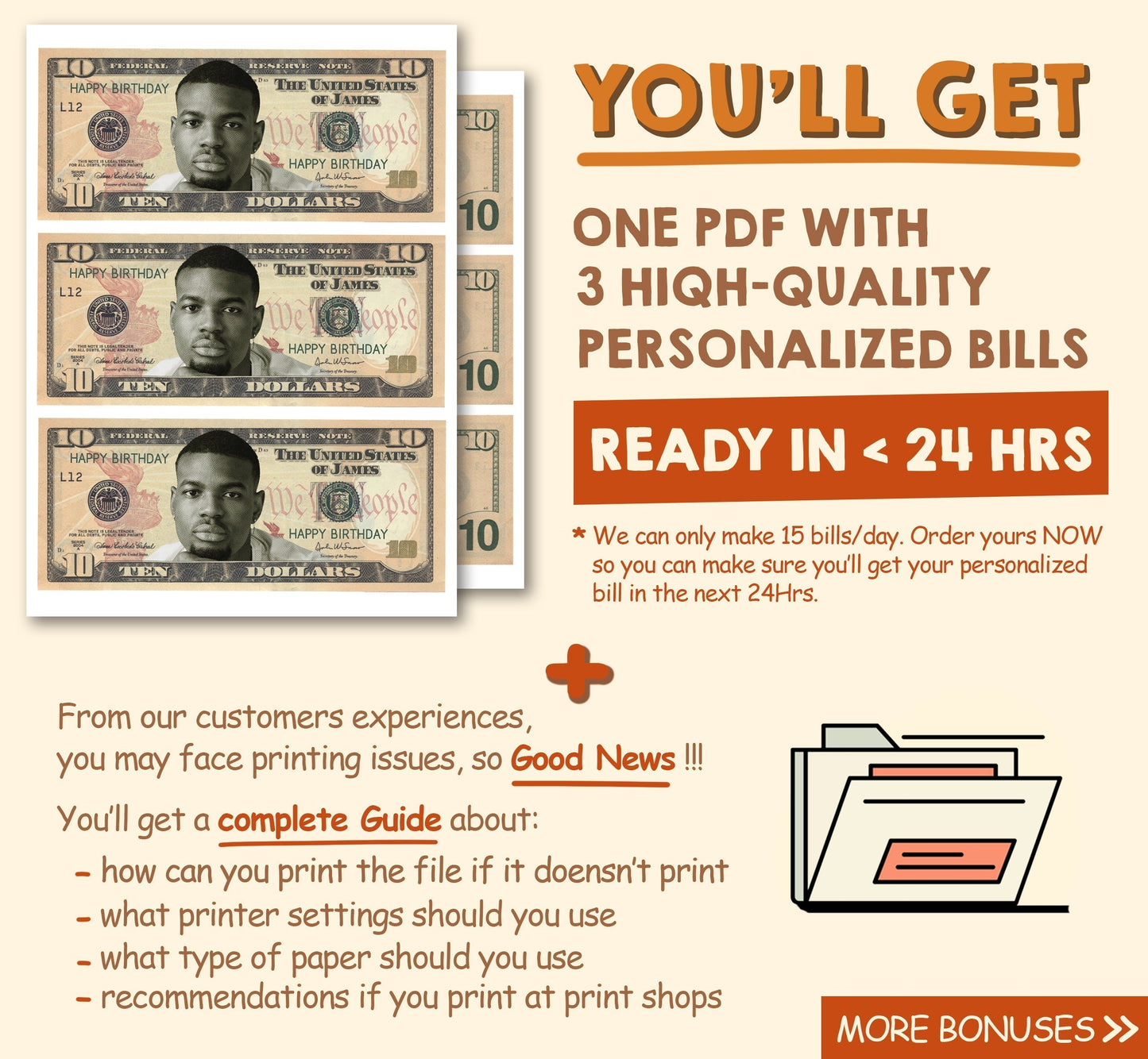 10 Dollar Bill, 24 Hrs Delivery, Orange Halloween Theme