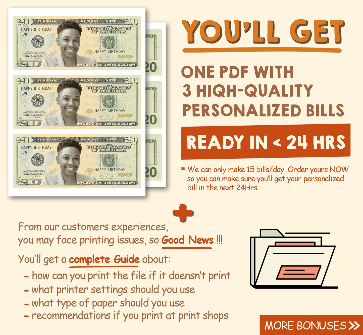 20 Dollar Bill, 24 Hrs Delivery, Orange Halloween Theme