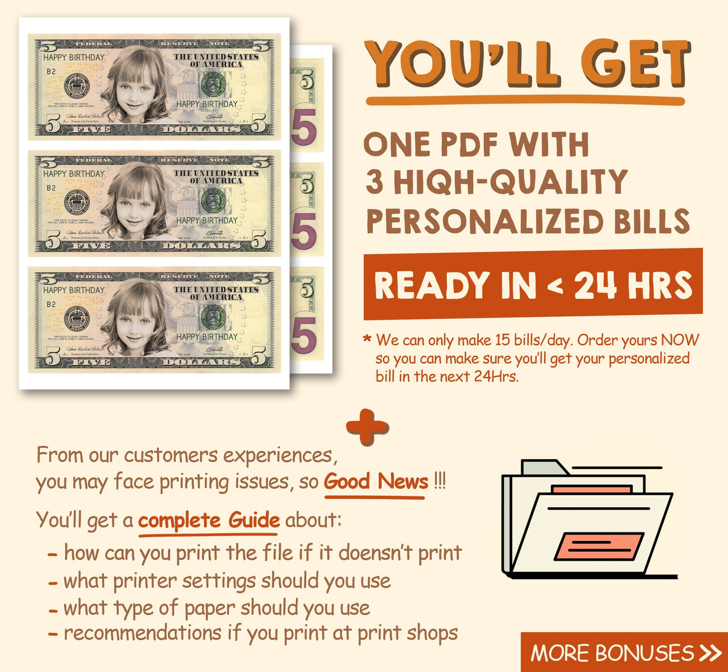 5 Dollar Bill, 24 Hrs Delivery, Orange Halloween Theme