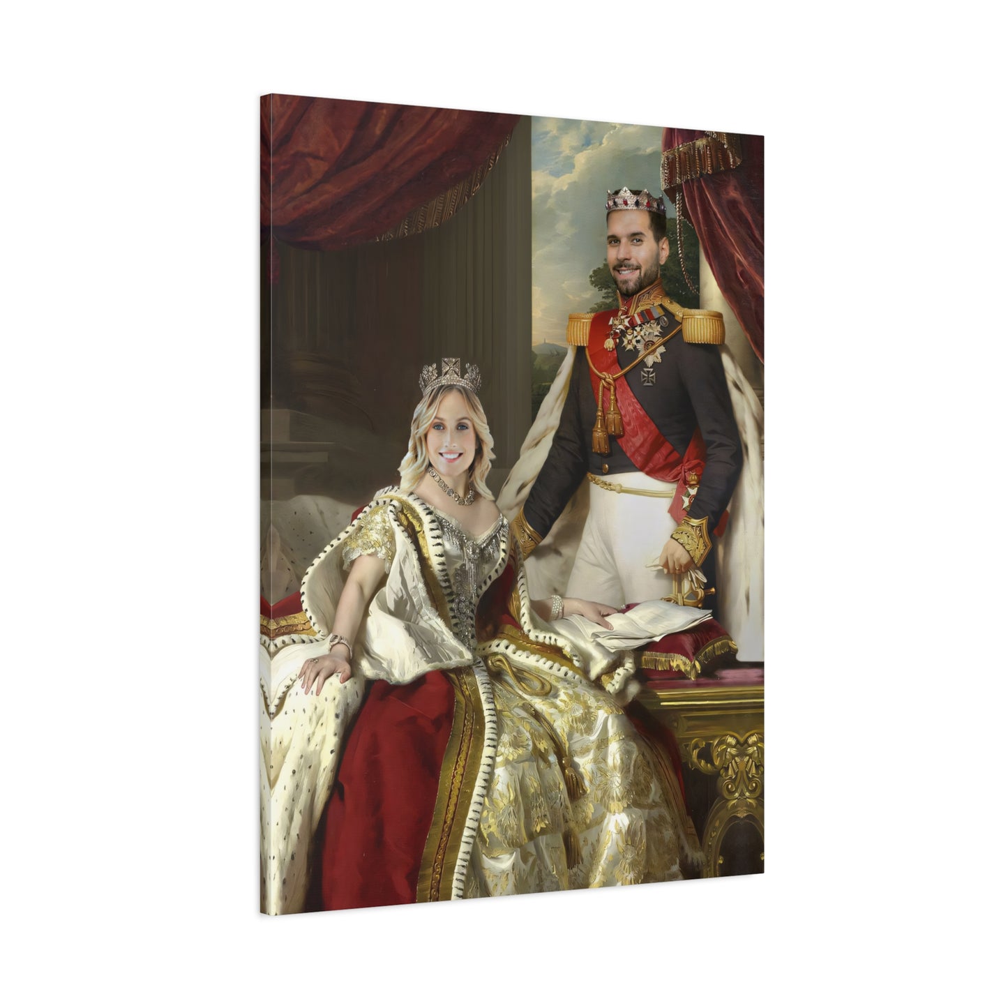 Custom portrait of a couple as Renaissance royalty, perfect gift for anniversaries and home decor