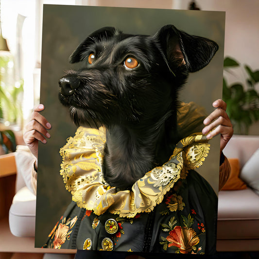 General Lee - Pet PortraitCustom Renaissance pet portrait featuring a cat, dog, horse, or any pet dressed as a noble, king, or queen. Personalized digital artwork inspired by 16th-century royal paintings, perfect for pet lovers. Turn your furry friend into a historical masterpiece, available as a printable file or canvas print. A unique gift for pet owners, history enthusiasts, and those who love custom pet art decor.