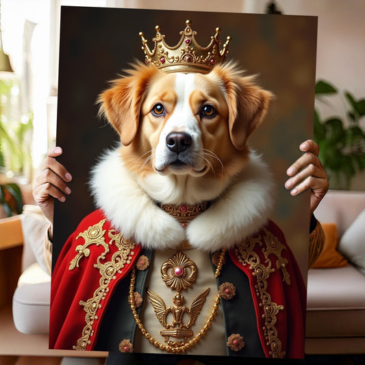 General Lee - Pet PortraitCustom Renaissance pet portrait featuring a cat, dog, horse, or any pet dressed as a noble, king, or queen. Personalized digital artwork inspired by 16th-century royal paintings, perfect for pet lovers. Turn your furry friend into a historical masterpiece, available as a printable file or canvas print. A unique gift for pet owners, history enthusiasts, and those who love custom pet art decor.