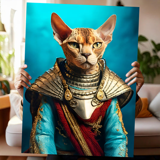 Custom Renaissance pet portrait featuring a cat, dog, horse, or any pet dressed as a noble, king, or queen. Personalized digital artwork inspired by 16th-century royal paintings, perfect for pet lovers. Turn your furry friend into a historical masterpiece, available as a printable file or canvas print. A unique gift for pet owners, history enthusiasts, and those who love custom pet art decor.