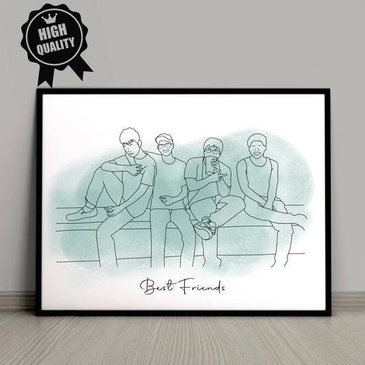 Friends Line Art Drawing - Digital Delivery