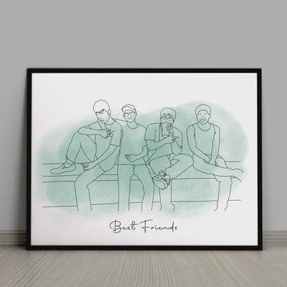 Friends Line Art Drawing - Digital Delivery