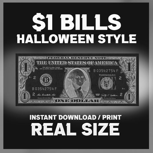 White Halloween $1 Uncustomizable Bill - Instant Download