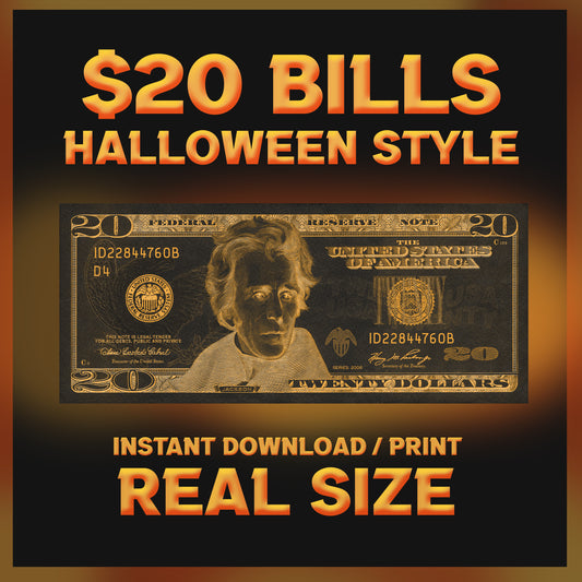 Orange Halloween $20 Uncustomizable Bill - Instant Download