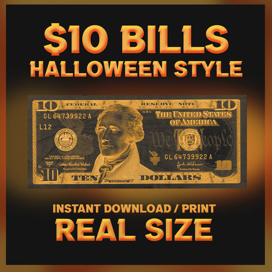 Orange Halloween $10 Uncustomizable Bill - Instant Download