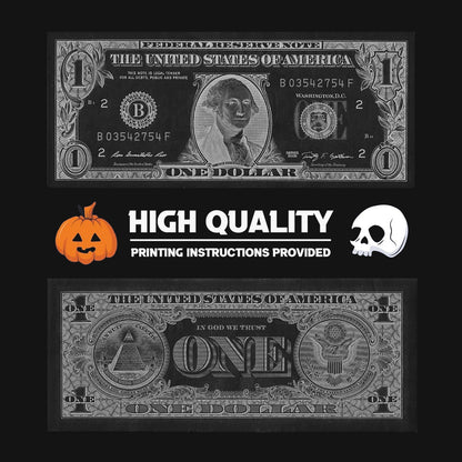 White Halloween $1 Uncustomizable Bill - Instant Download